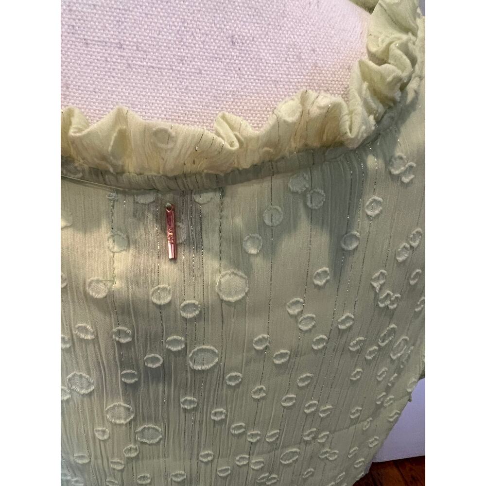 Misa LA Lillian Chiffon Smocked Tiered Mini Dress Honeydew S - Picture 10 of 10